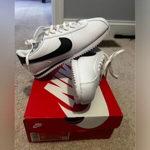 Nike Kids White and Black Cortez Sneakers 3.5y